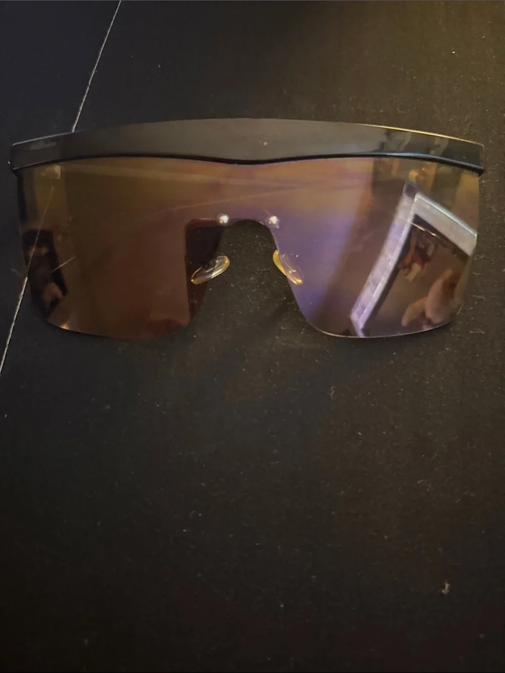 Shield Visor Sunglasses with Black Top Bar
